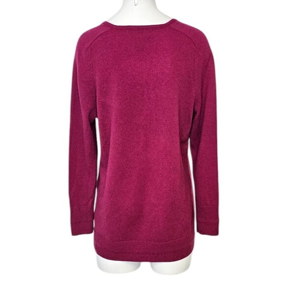 Tahari Womens 100% 2 Ply Cashmere V-Neck Long Sleeve Shirt, Purple, Size Small - Picture 2 of 8